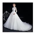 Europe and America women wear lace high neck long sleeve backless wedding gown